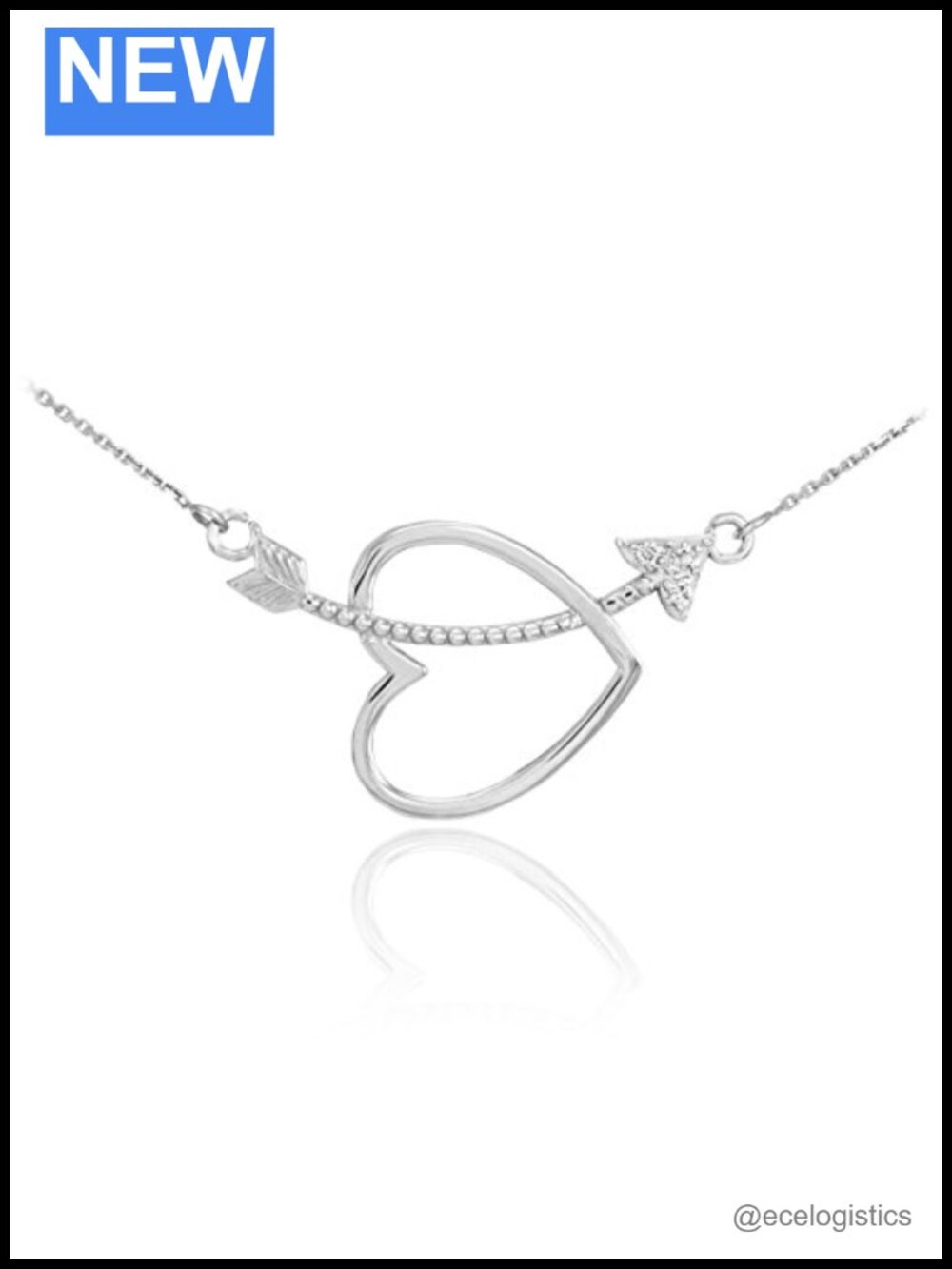 925 Sterling Silver Arrow Heart Pendant Necklace